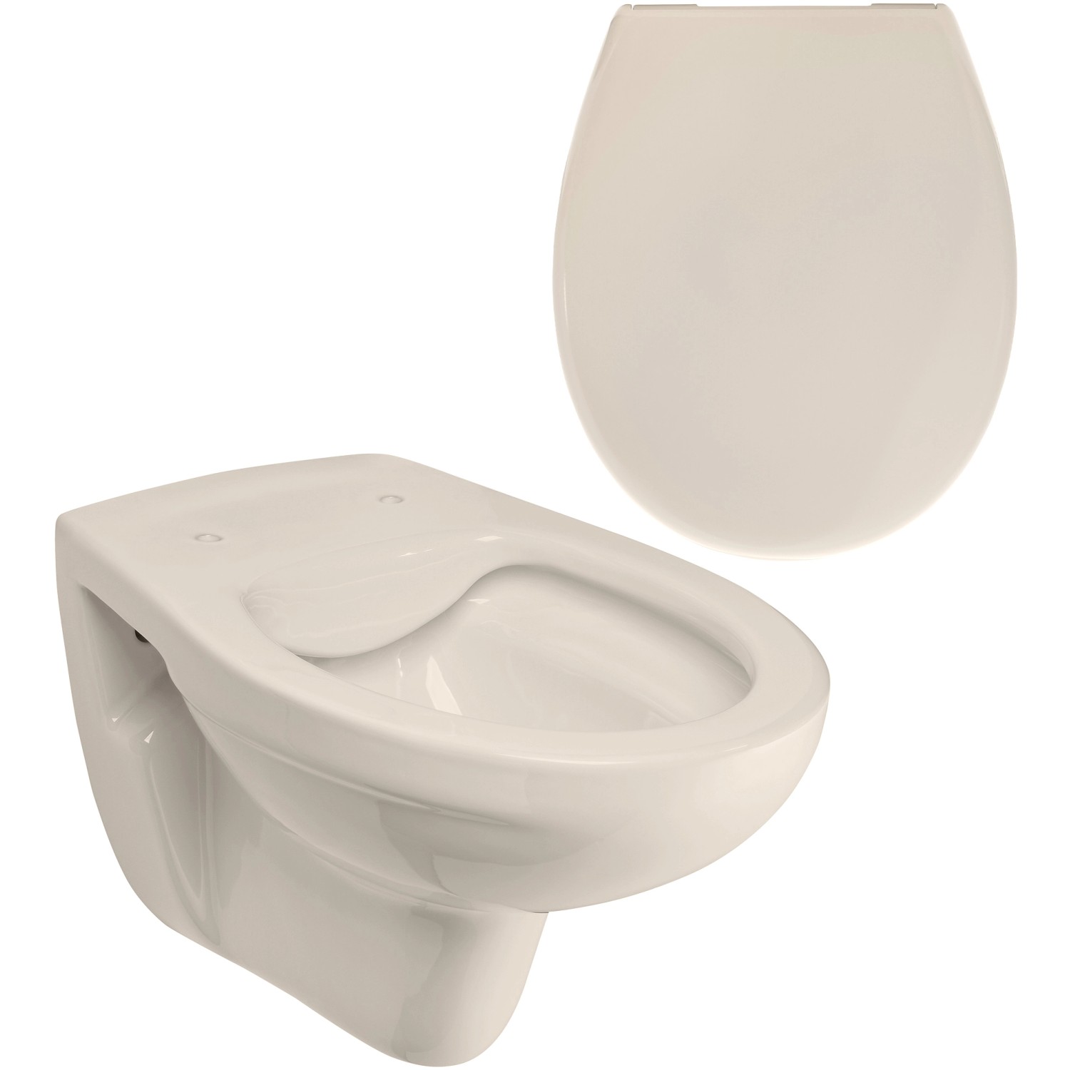 Calmwaters Wand-WC Spülrandlos Tiefspüler Set WC-Sitz Absenkautomatik Pergamon 99000192