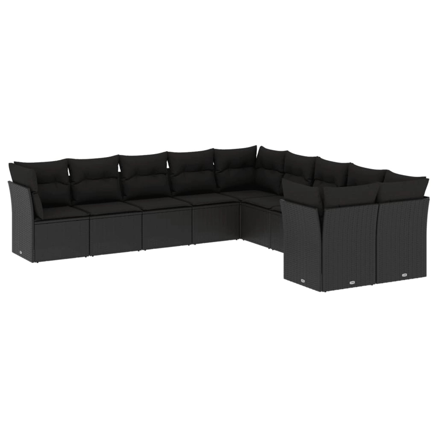 vidaXL 10-Tlg Garten-Sofagarnitur mit Kissen Schwarz Poly Rattan 3250074 günstig online kaufen