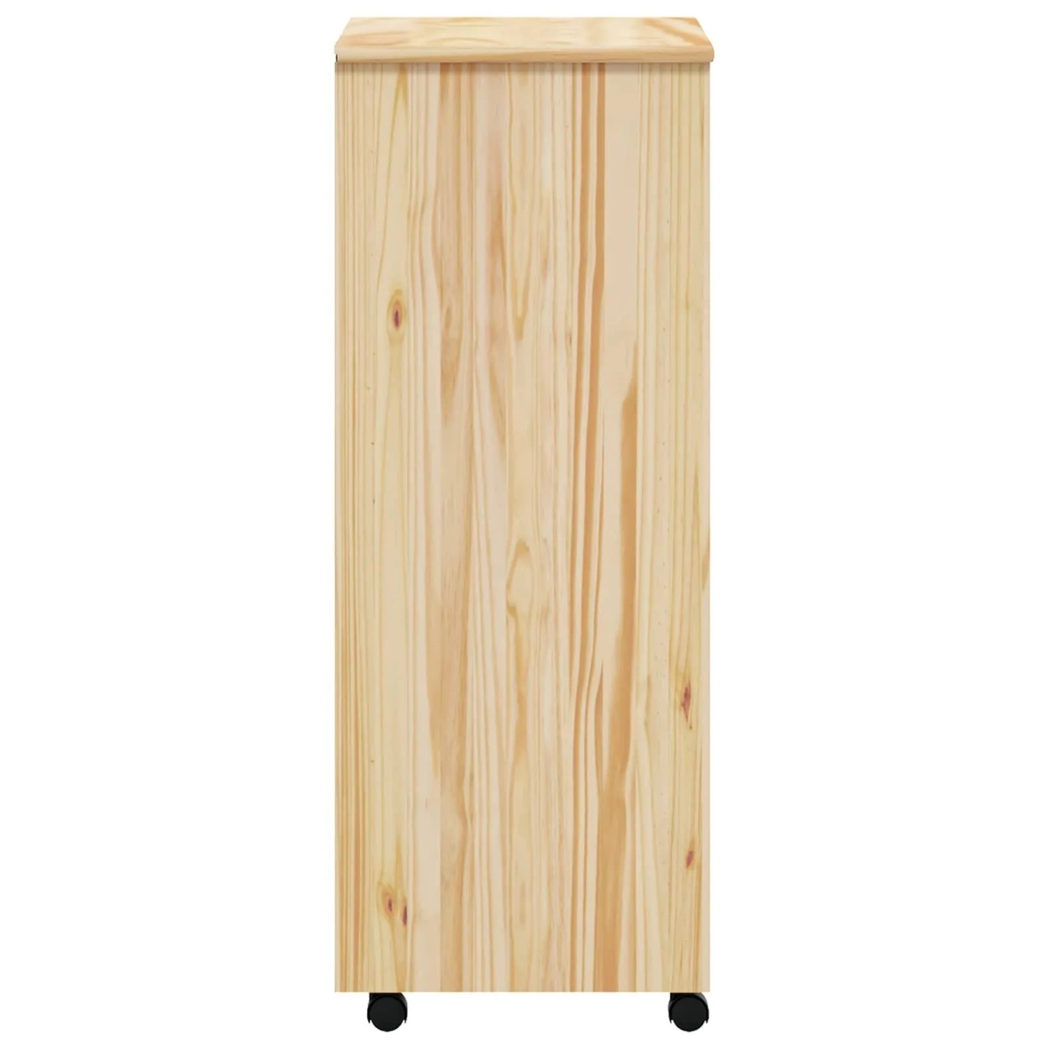 vidaXL Rollcontainer aus Kiefernholz mit 8 Schubladen, klar lackiert, für Wohnzimmer.