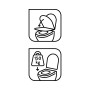Symbole für Absenkautomatik und Belastbarkeit (150kg) des baliv WC-Sitz Carduma II Strand.