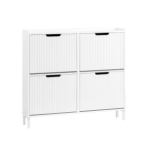 SoBuy Schuhkipper mit 4 Klappen Schuhschrank Schmal für Diele Flur FSR177-L-W