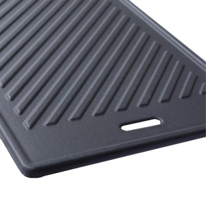 Taino Platinum Black Gusseisen Grillplatte, Wendeplatte mit geriffelter Seite.
