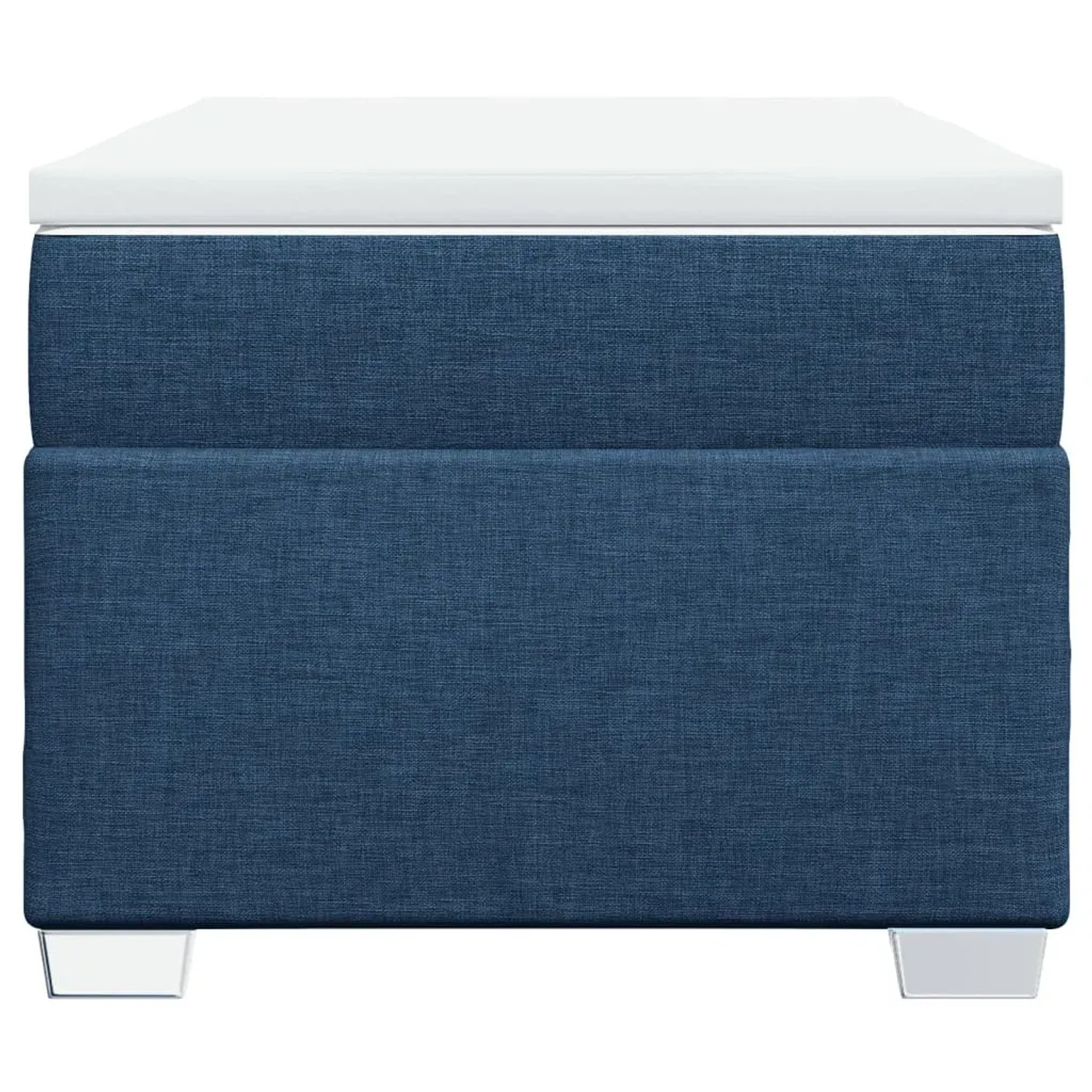 Blaues vidaXL Boxspringbett (80x200 cm) mit Matratze und weißem Topper. Bett mit Stoffbezug.