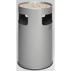 PROREGAL Klassischer Kombiascher Rund HxBxT 76 x 42 x 42 cm Verzinkter Stahl Silber