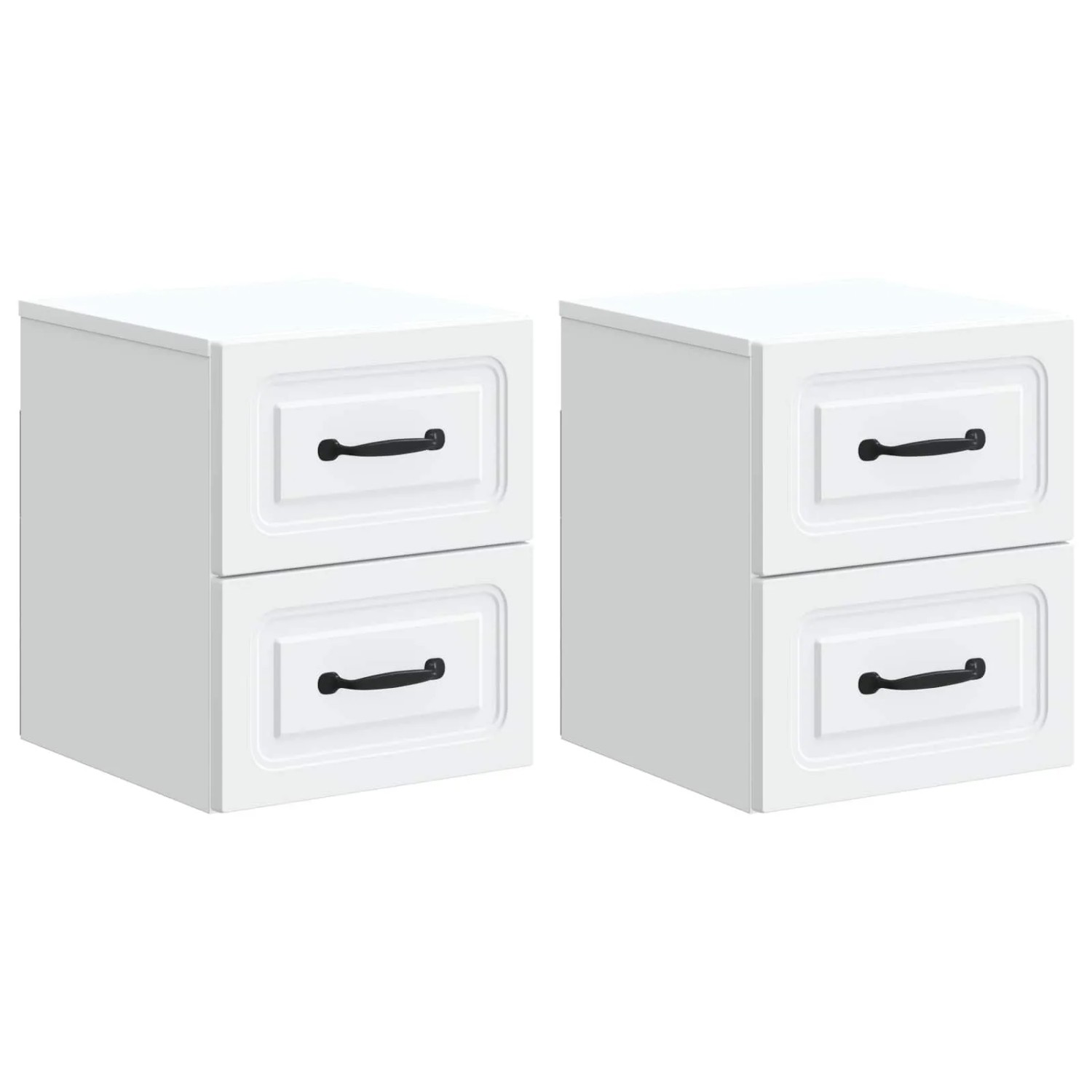 vidaXL Wandmontierter Nachttisch 2 Stk Weiß 34,5 x 33 x 40 cm 899316