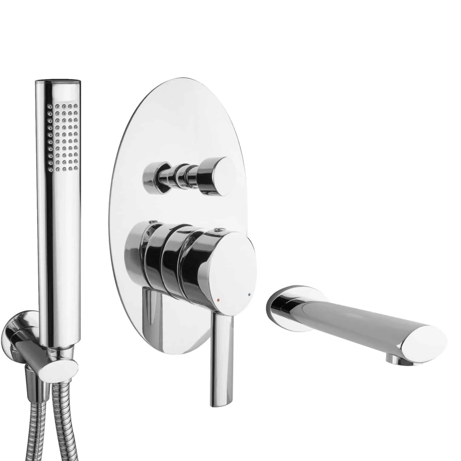 PaulGurkes Wannenset Unterputz Oval Mischbatterie mit Handbrause