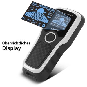 STAHLWERK Ortungsgerät OG-100 ST Wandscanner mit blau beleuchtetem LCD-Display für präzise Messungen.