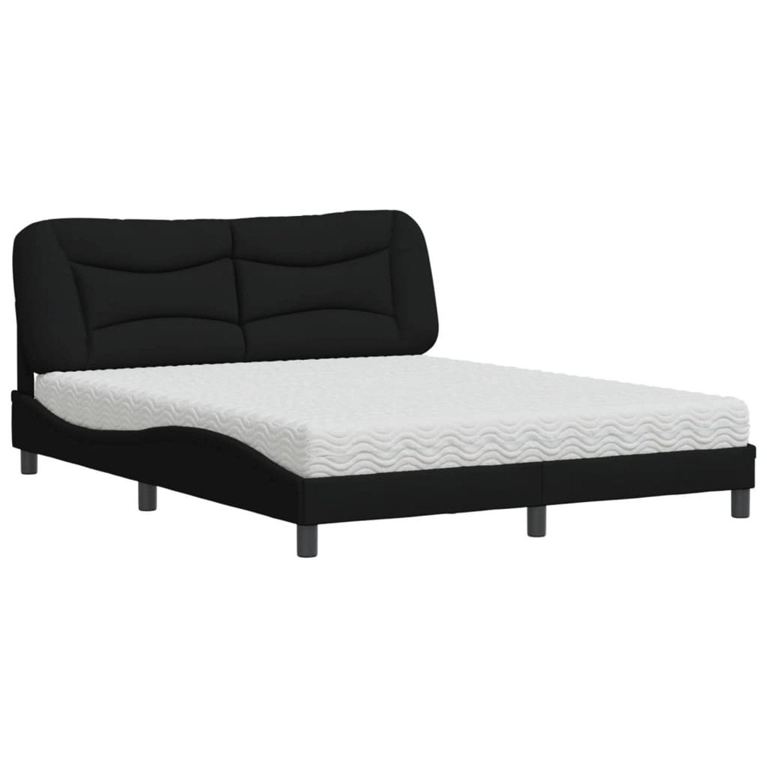 vidaXL Bett mit Matratze Schwarz 160x200 cm Stoff Modell 12007405