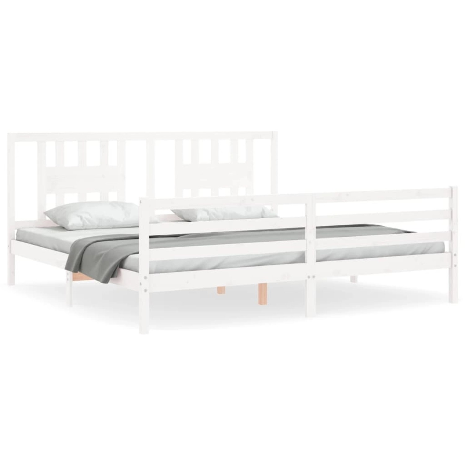 vidaXL Massivholzbett mit Kopfteil Weiß 200x200 cm 3194592 günstig online kaufen