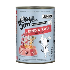 Lucky Jim Hunde-Nassfutter Junior, Rind & Kalb im 400g Format.