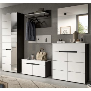 Inn.Furn Garderoben-Set 6-teilig in Weiß und Grau 255 cm Cooper