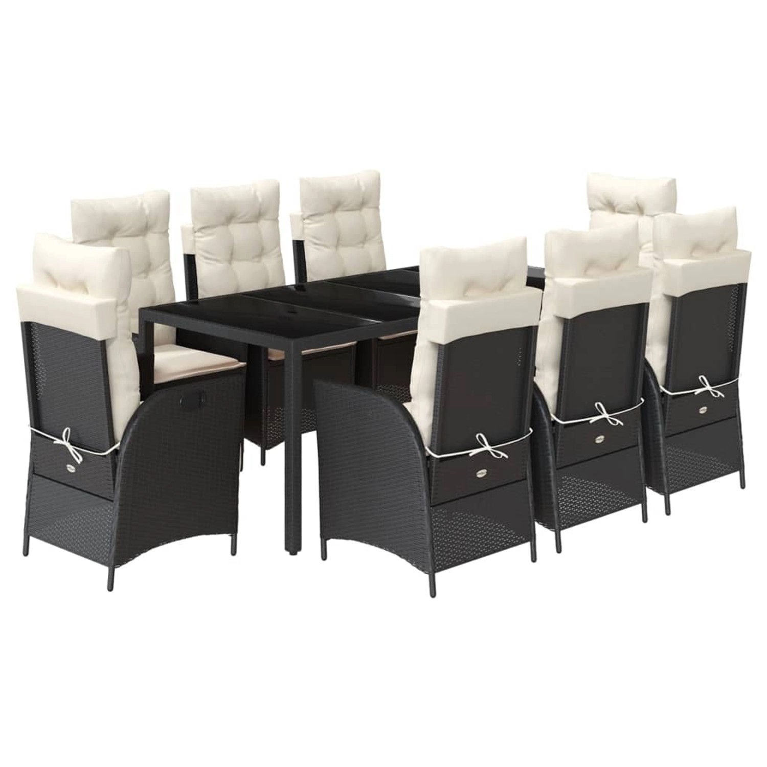 vidaXL 9-Tlg Garten-Essgruppe mit Kissen Schwarz Poly Rattan 3213065 günstig online kaufen