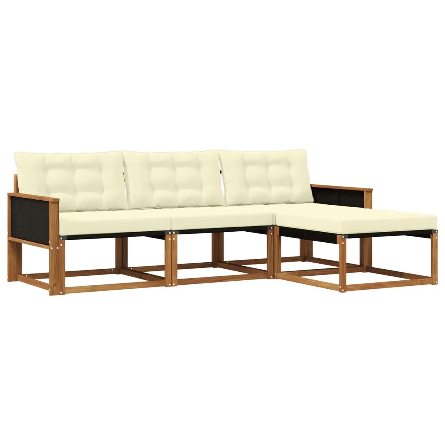 vidaXL Outdoor-Sofagarnitur mit Kissen 4 Stk Natur und Creme 3381334