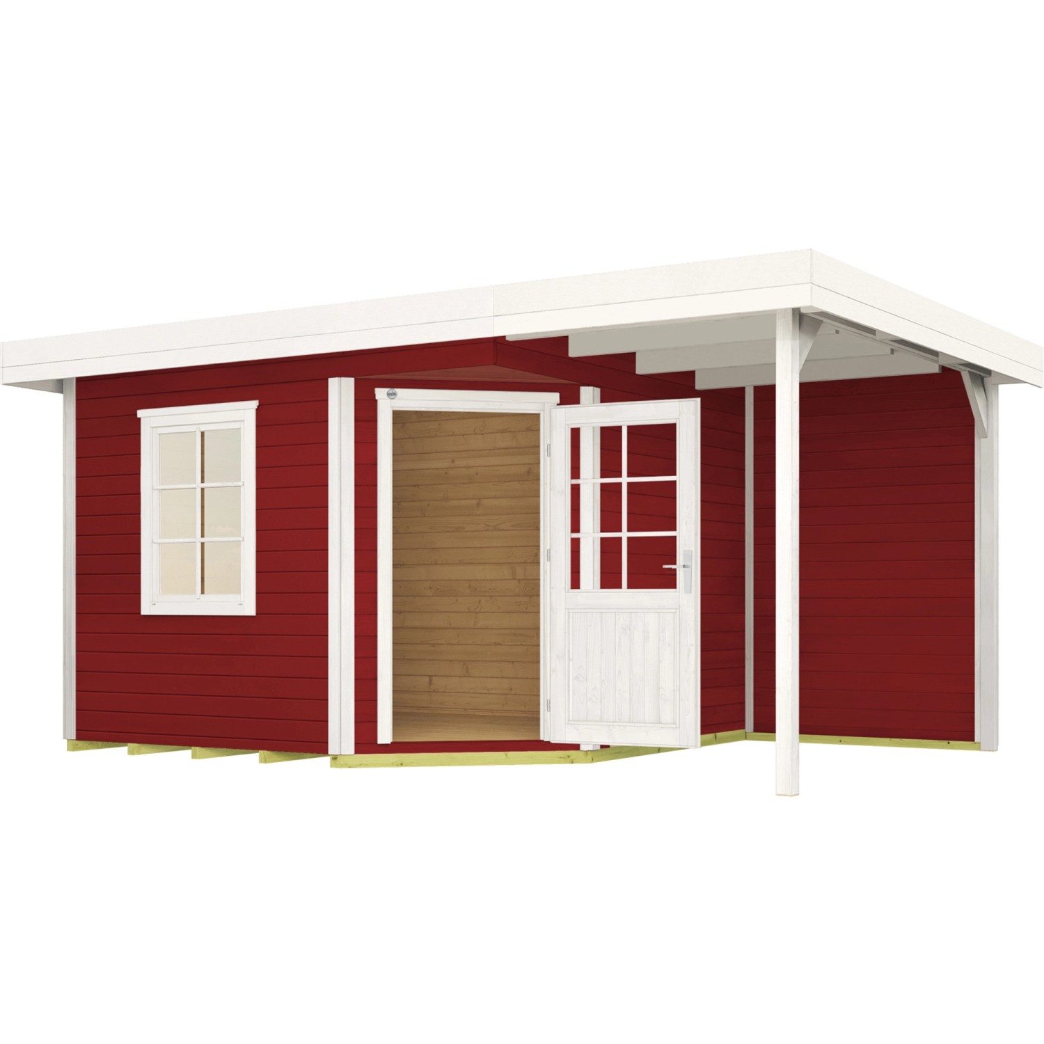 Weka Holz-Gartenhaus/Gerätehaus Flachdach Lasiert 455 cm x 339 cm