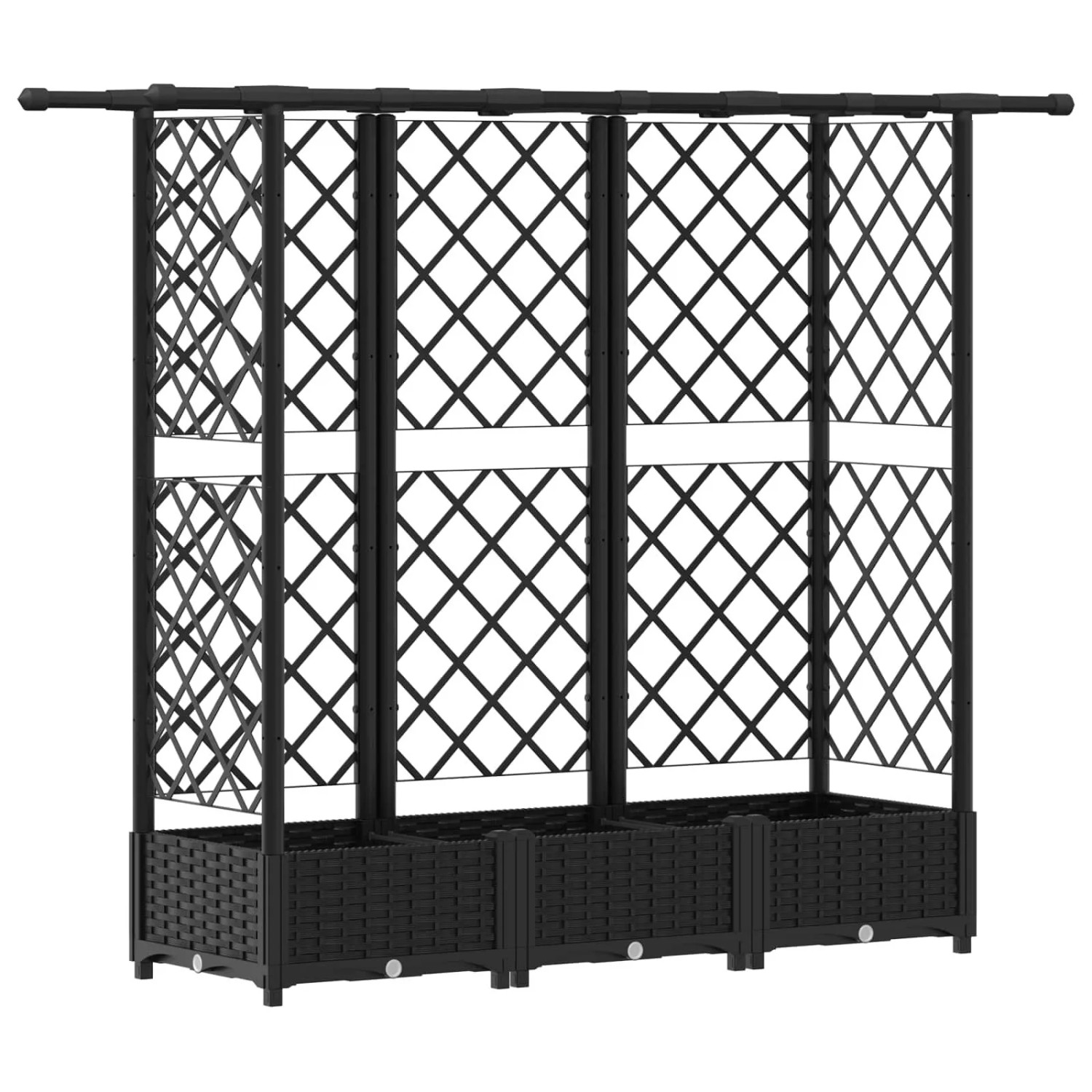 vidaXL Hochbeet mit Rankgitter und Dach Schwarz 164 x 40 x 123 cm PP 42032546
