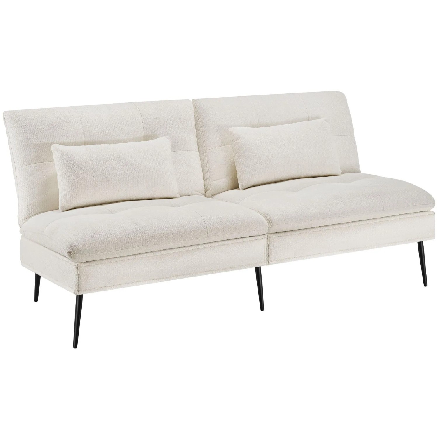 Tectake Schlafsofa Tokio 3In1 Nutzung Als Sofa  Relaxliege Oder Gästebett 3 Sitzer  6 Fach Verstellbare Rückenlehne  175 x 108 x 45 cm Creme Weiß