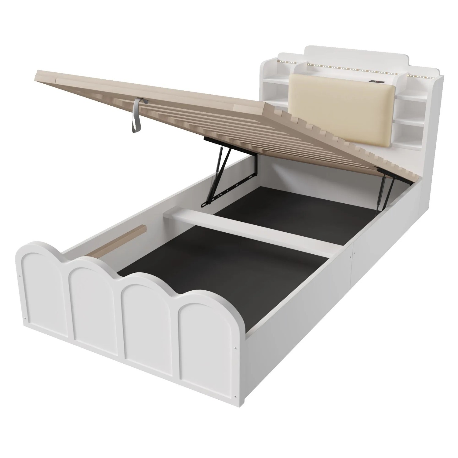 okwish Paneelbett 90x200cm mit USB C Ladefunktion Schlafzimmer Weiß ohne Matratze