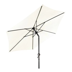 Beiger Lex XXL Kurbelschirm, 3m Durchmesser, mit knickbarem Aluminiumgestänge, von unten. Ideal für Garten & Terrasse.