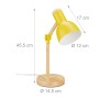 Verstellbare gelbe Schreibtischlampe aus Holz, 45,5 cm hoch. Moderne Tischleuchte für Büro & Zuhause.