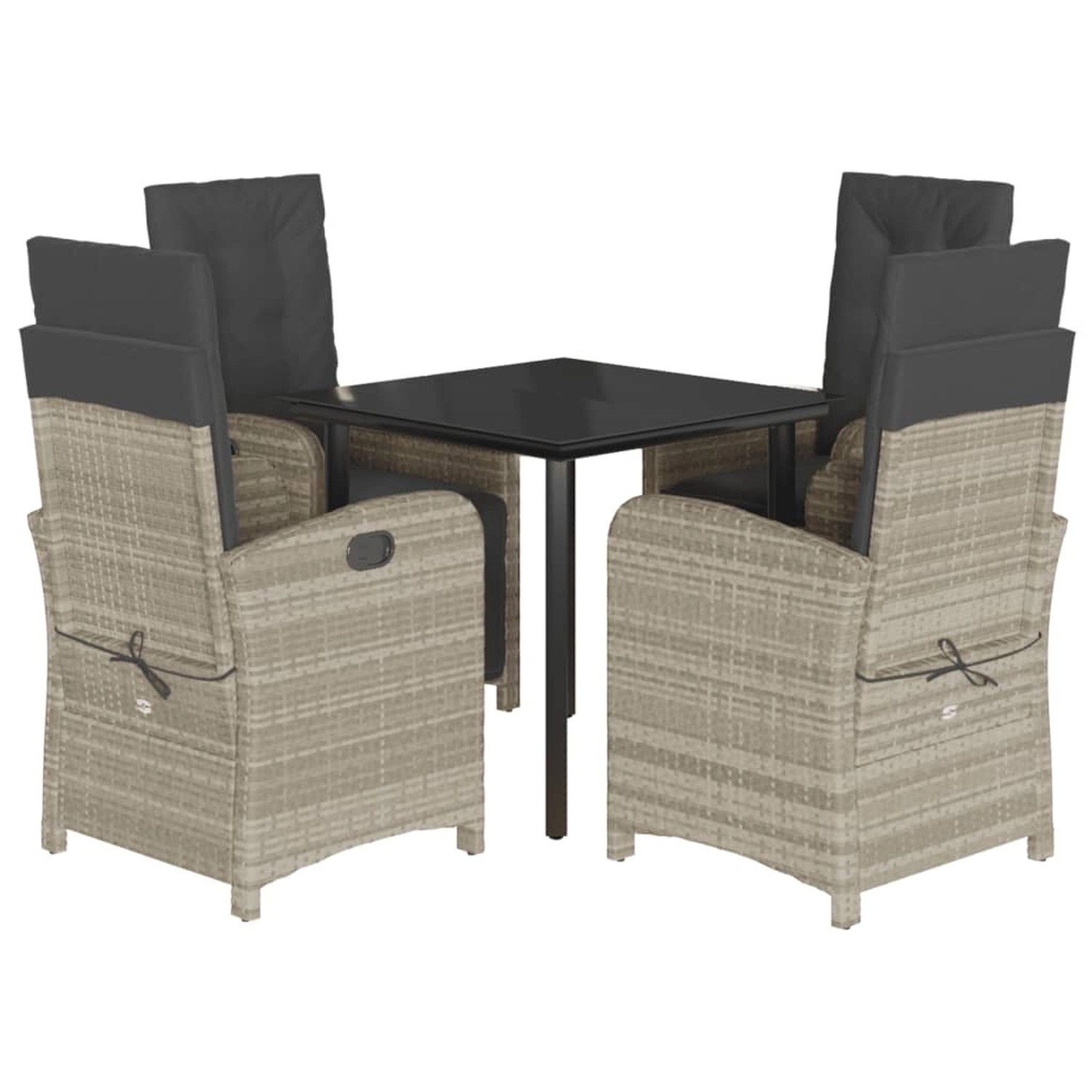 vidaXL 5-Tlg Garten-Essgruppe mit Kissen Hellgrau Poly Rattan 3212422 günstig online kaufen