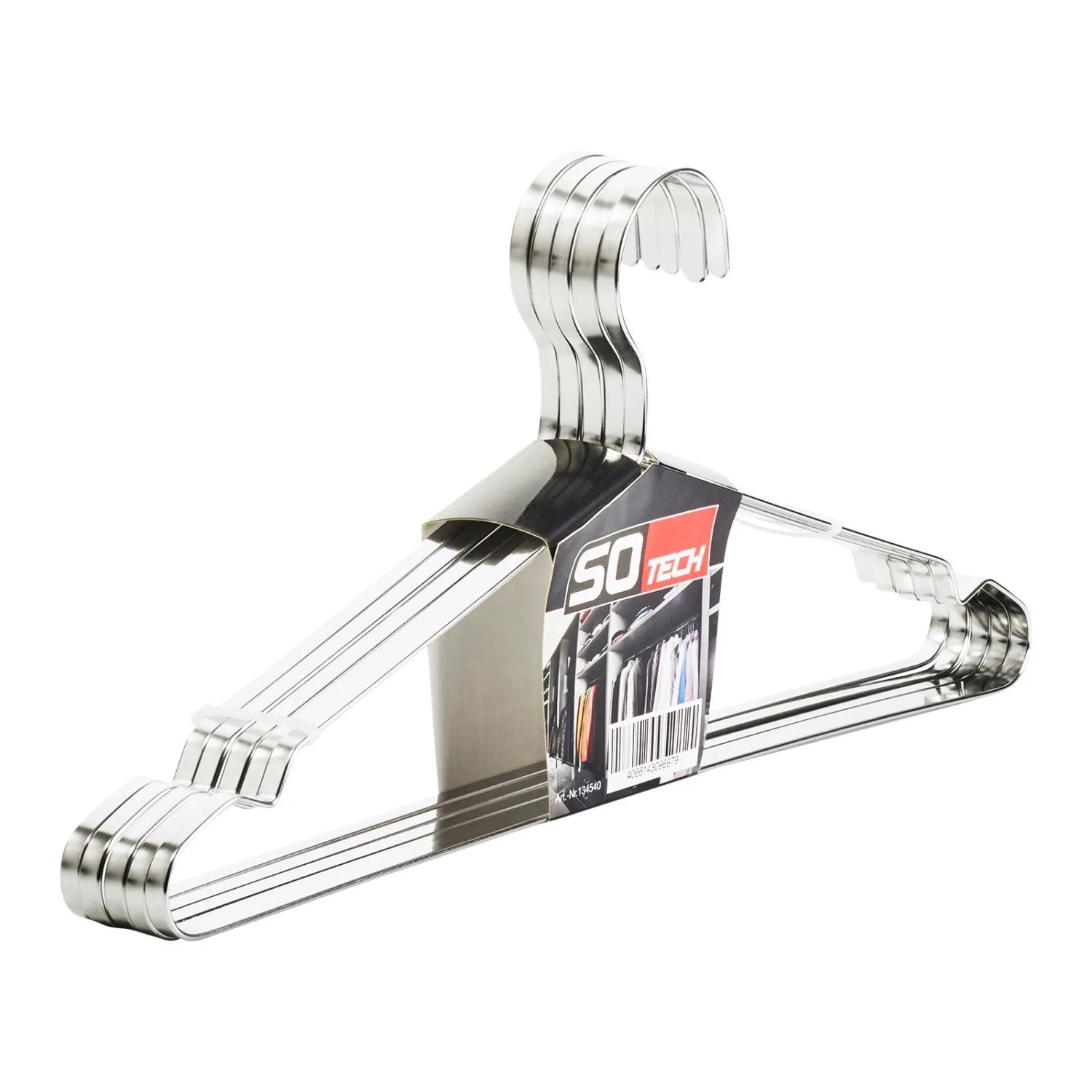 SOTECH 5er Set Design Kleiderbügel Edelstahl 450 x 193 mm mit Haken