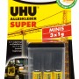 Uhu Alleskleber Super Strong & Safe, 3 Mini-Tuben à 1g in Aufbewahrungsdose.