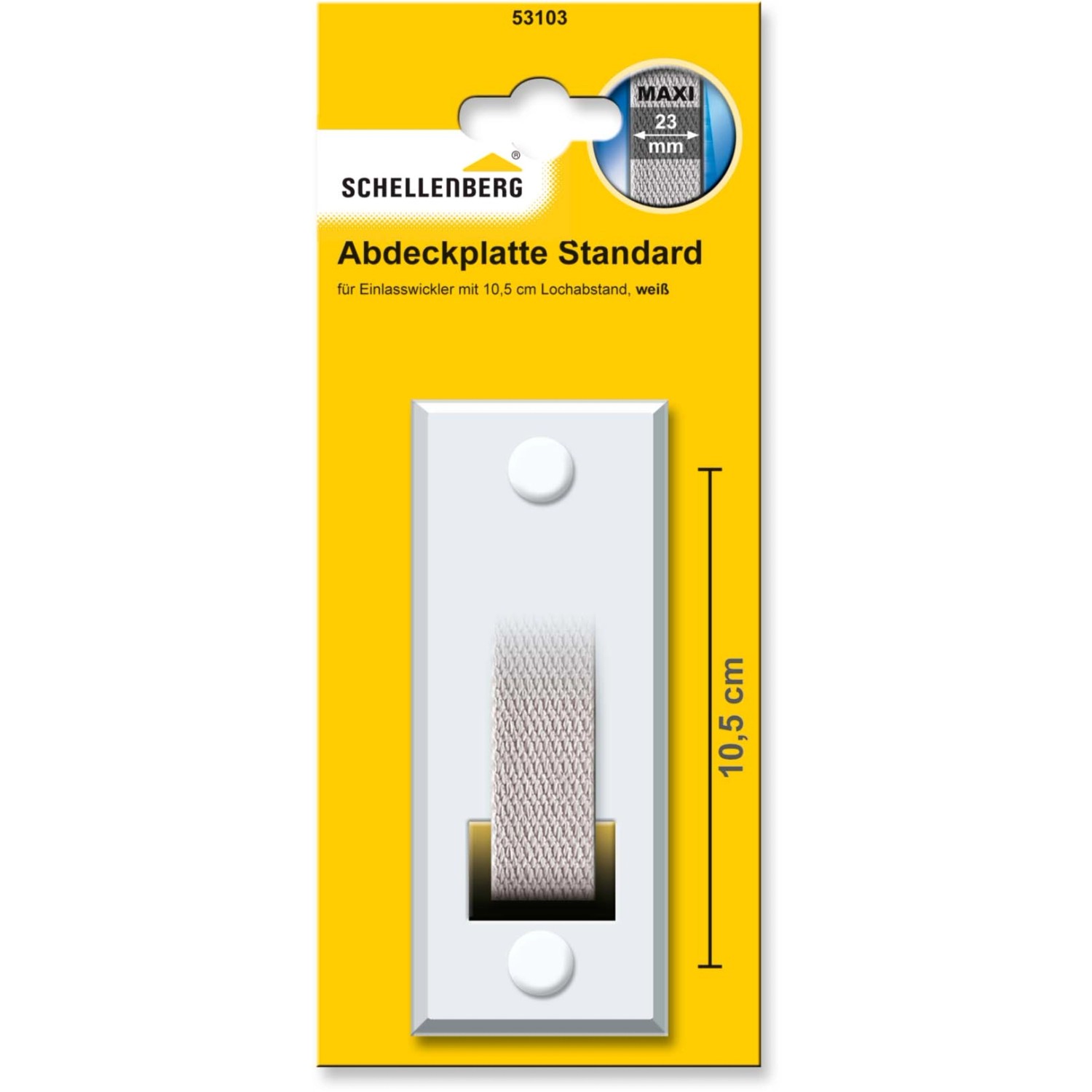 Schellenberg Gurtwickler Abdeckplatte Standard Maxi, 105mm, weiß. Rollladenzubehör für Einlasswickler.