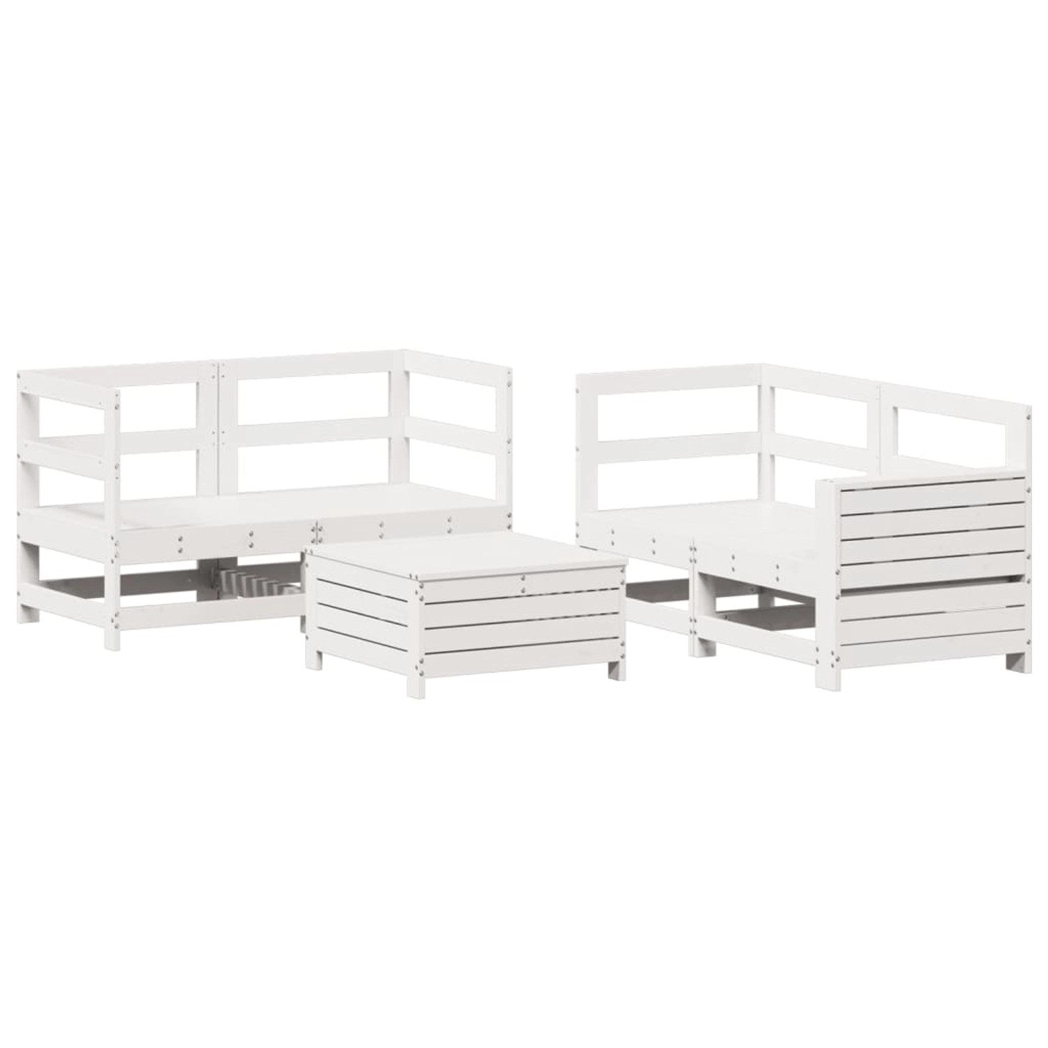 vidaXL 5-Tlg Garten-Sofagarnitur Weiß Massivholz Kiefer 3250813 günstig online kaufen