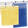 Leifheit Wandwäschetrockner Telegant 81 Protect Plus mit gelbem und blauem Handtuch.