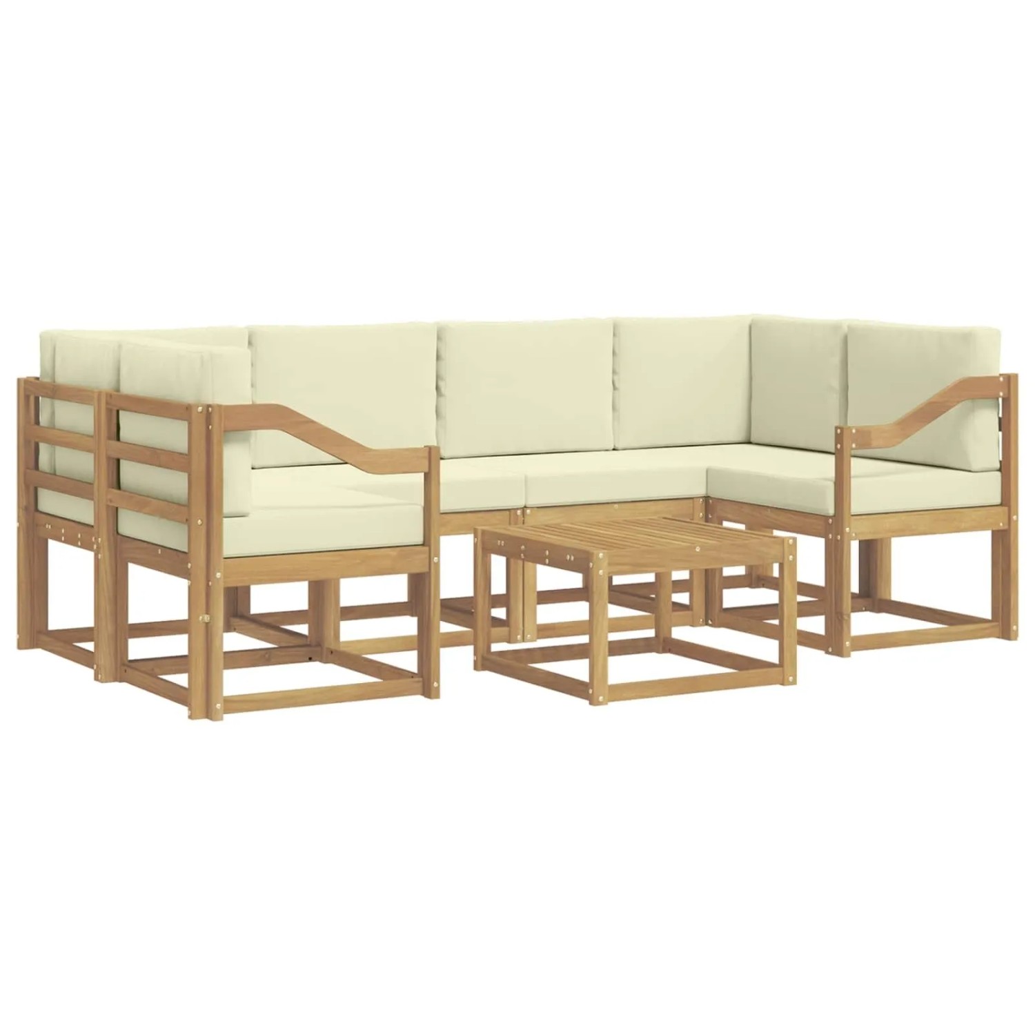 vidaXL Outdoor-Sofagarnitur mit Kissen 7-Tlg Weiß und Creme 3387329