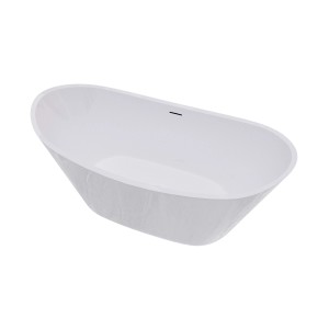 Freistehende, ovale AICA Badewanne (150x72cm) aus Acryl mit Überlauf und Ablauf.