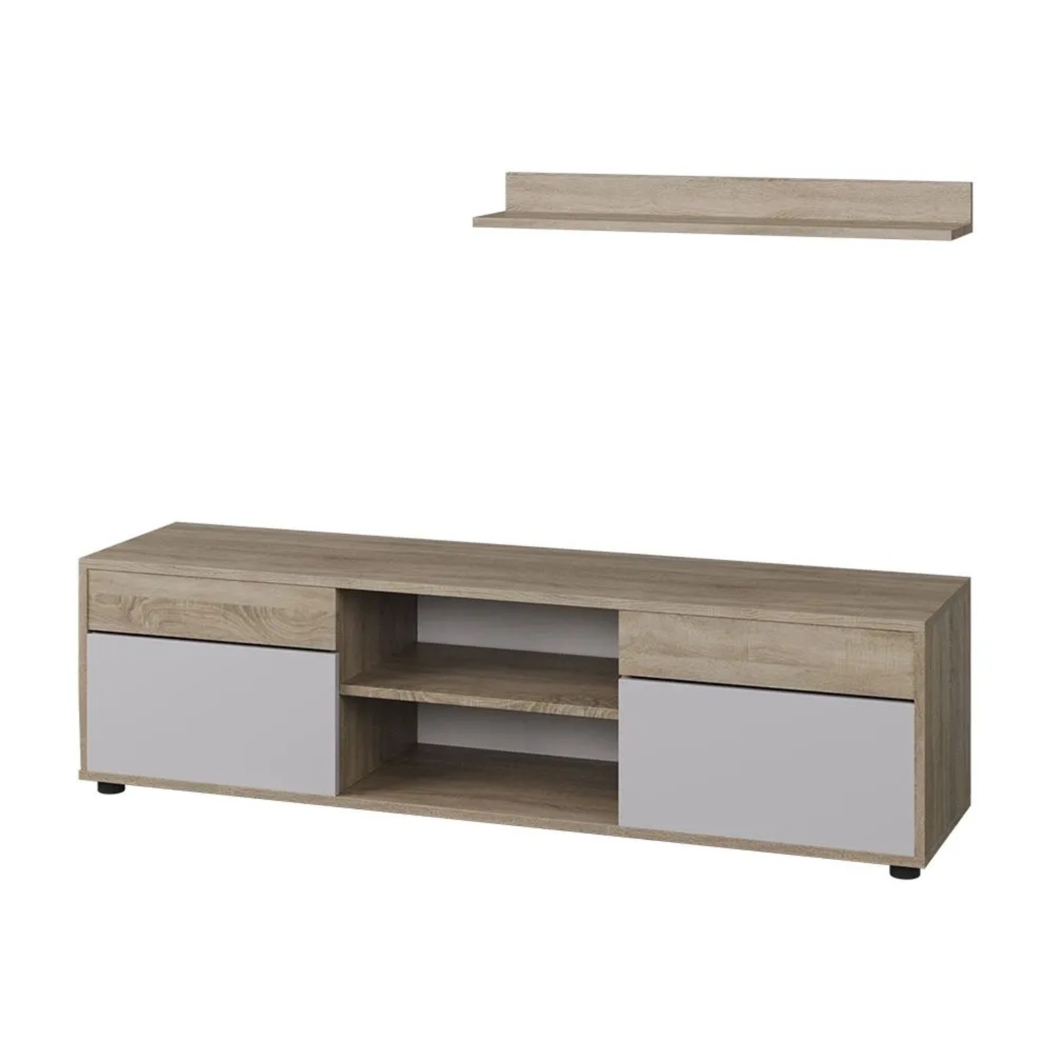 Vicco Wohnwand Berno Sonoma Weiß 140 x 39 2 Teile Art Nr 57823