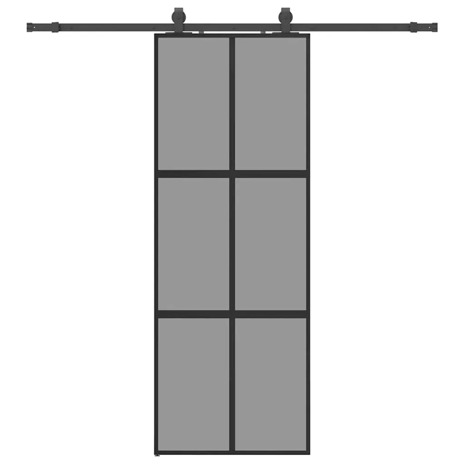vidaXL Schiebetür mit Beschlag Schwarz 76x205 cm Hartglas 3375886