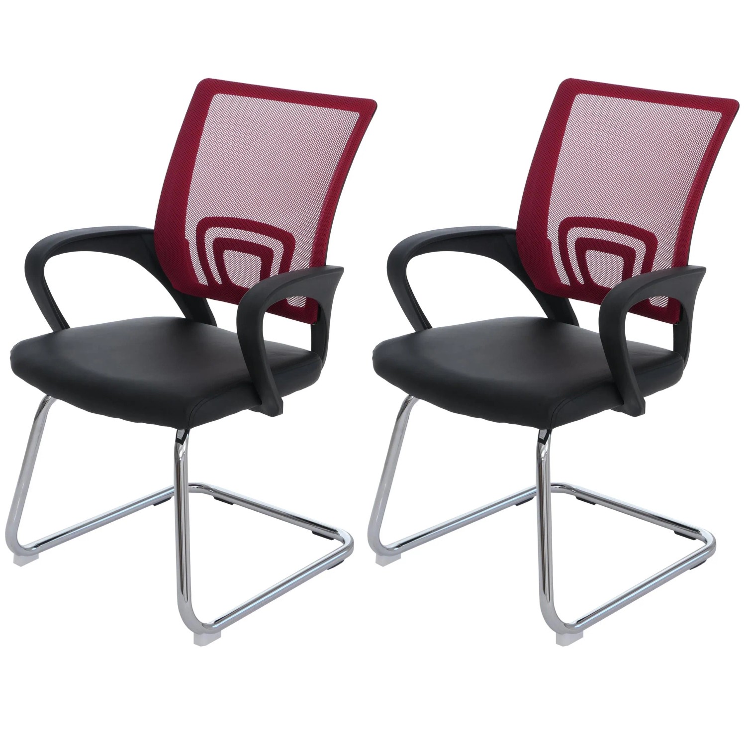 MCW 2er-Set Konferenzstuhl Ancona Kunstleder Rot