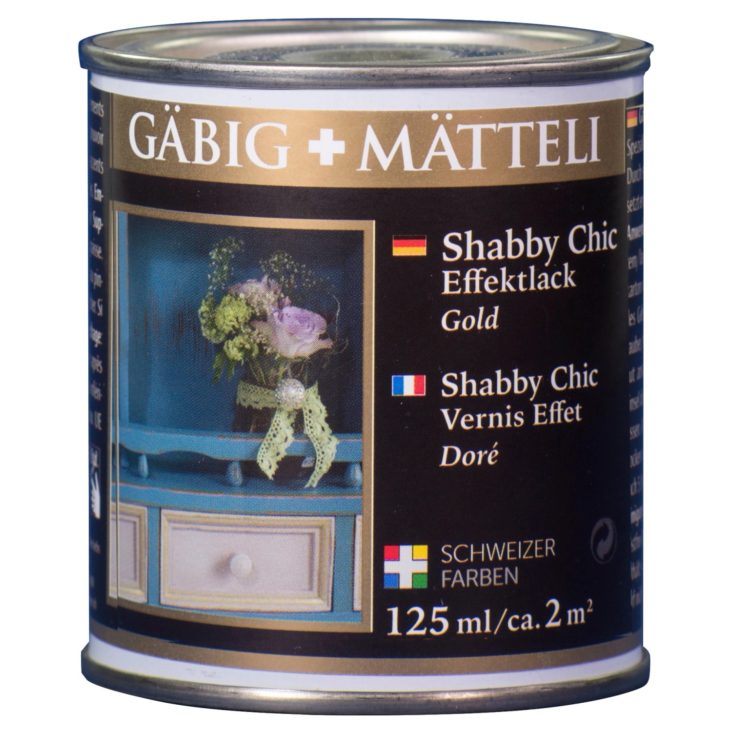 Gäbig+Mätteli Shabby Chic Effektlack Gold glänzend 125 ml