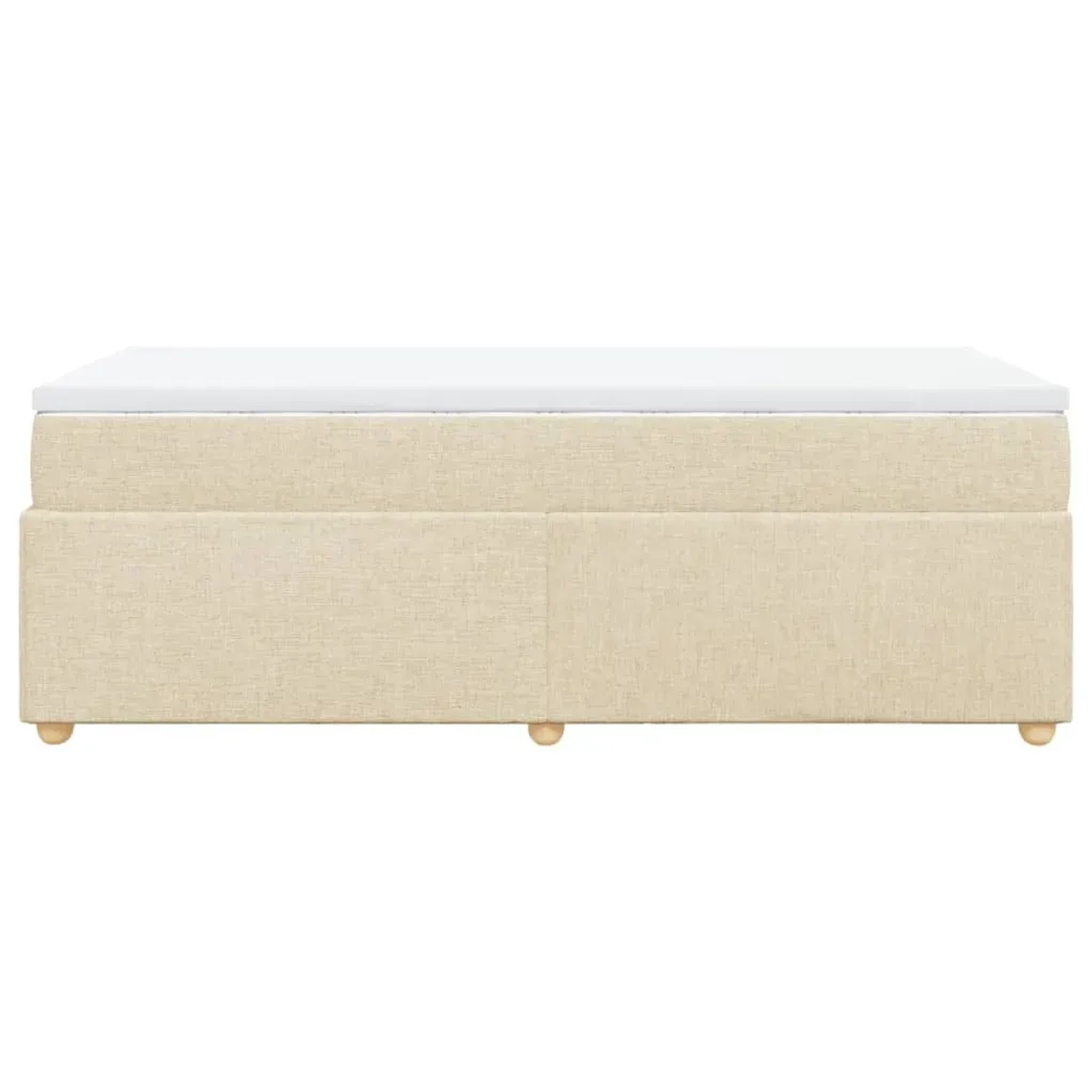 Cremefarbenes vidaXL Boxspringbett (90x190 cm) mit Matratze und Auflage.