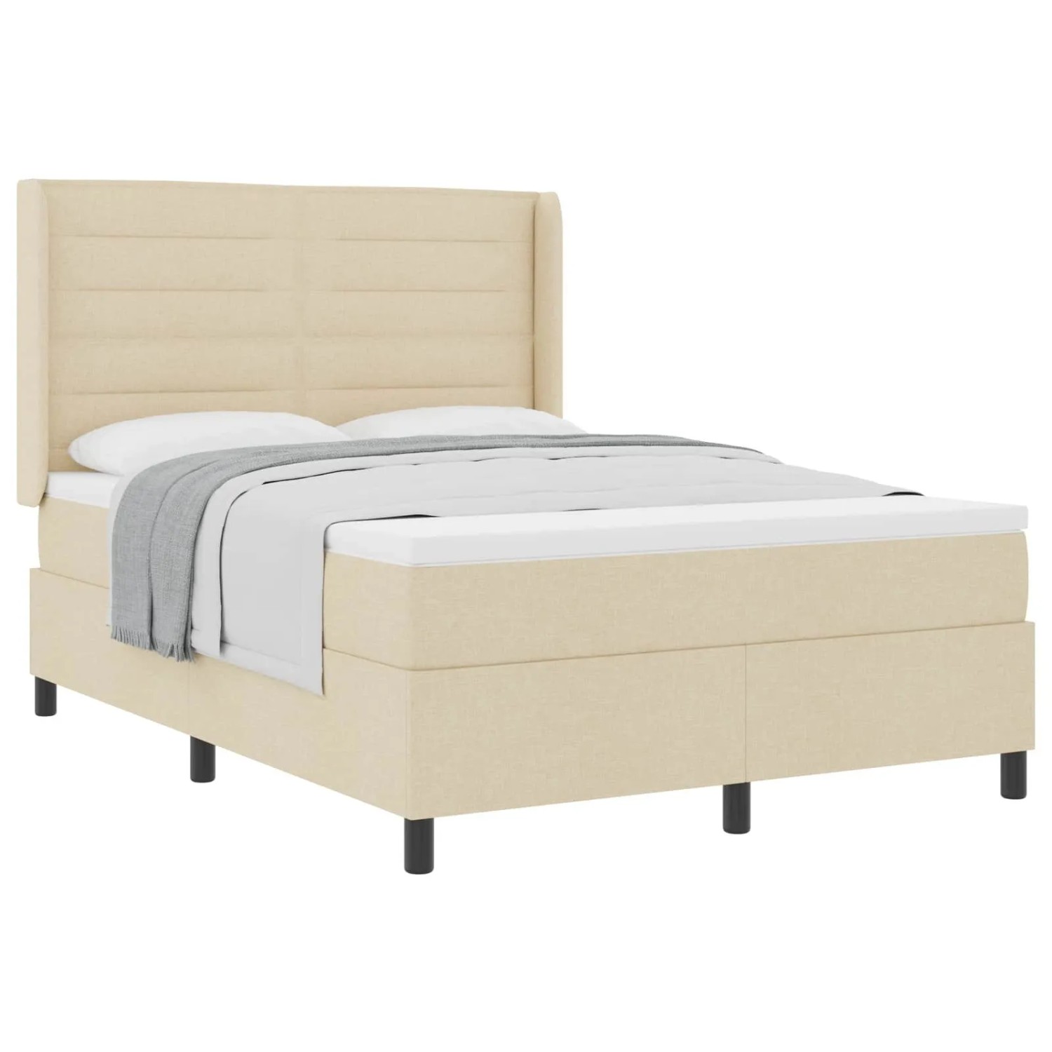 vidaXL Boxspringbett mit Matratze Creme 140 x 190 cm Stoff 3341579