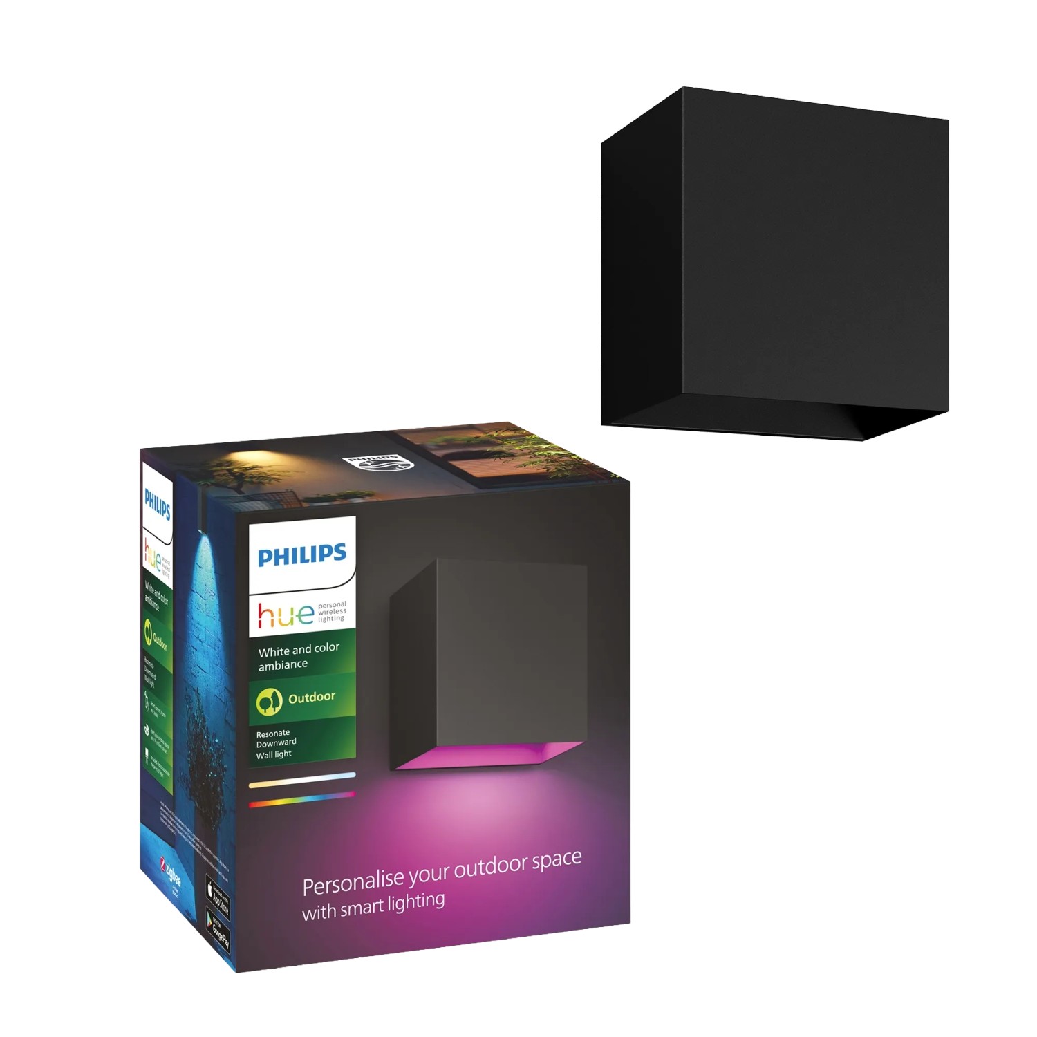 Philips Hue LED-Außen-Wandleuchte Resonate Down Einstrahlig White&Color Ambiance