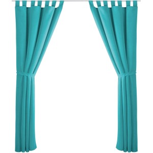 Türkisfarbene Dekoschals Ellen im 2er Set mit Schlaufe, Raffhalter und Haken.