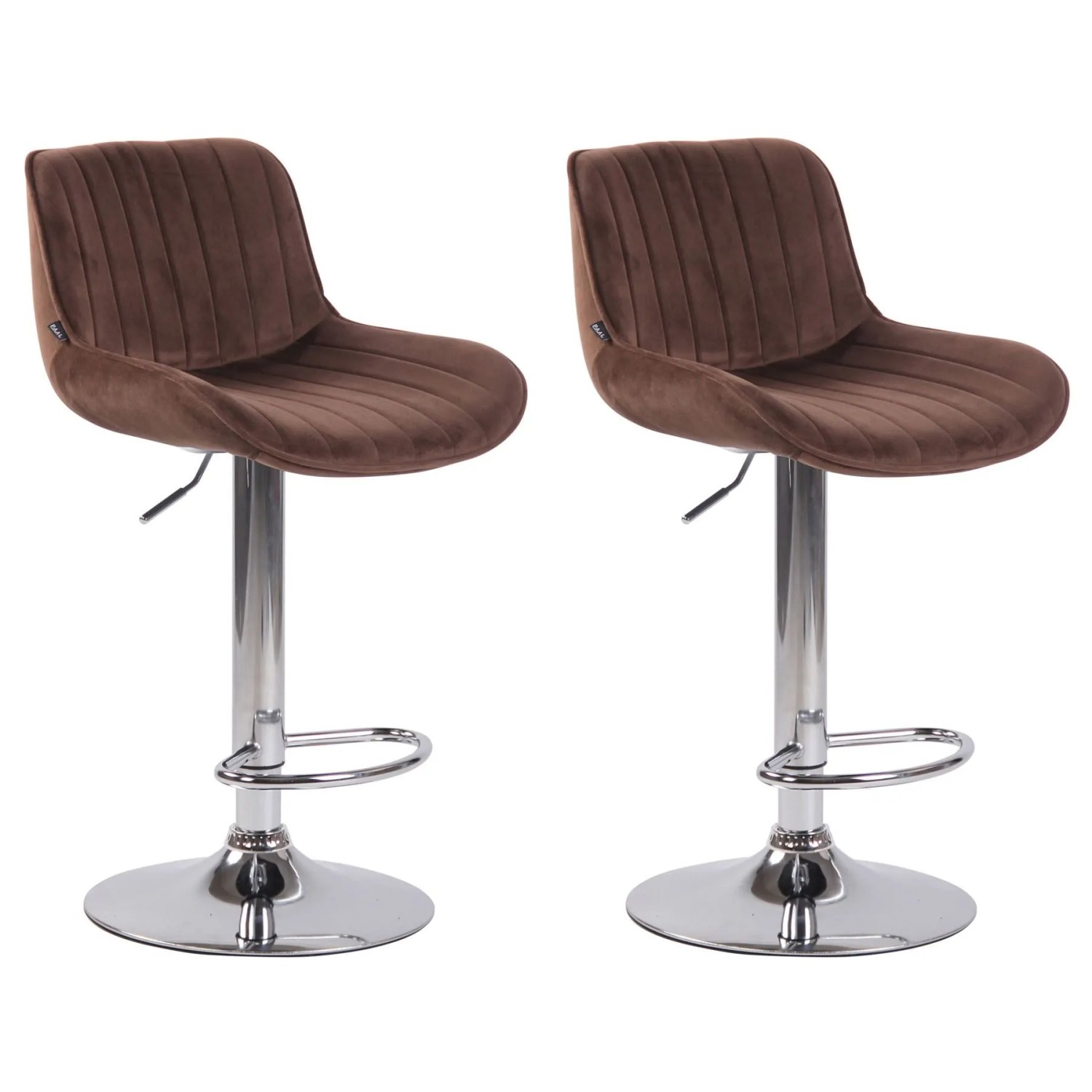 CLP 2er Set Barhocker Lentini Samt Braun/Chrom