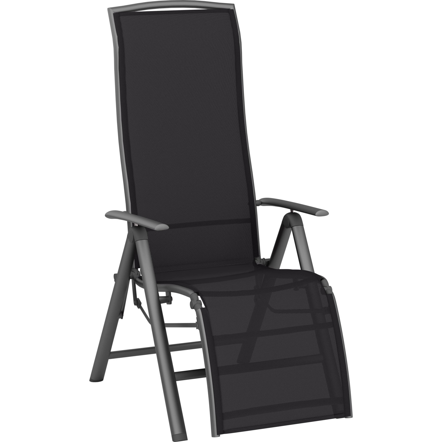 Relaxsessel Welsby Aluminium mit Armlehnen klappbar verstellbar Schwarz