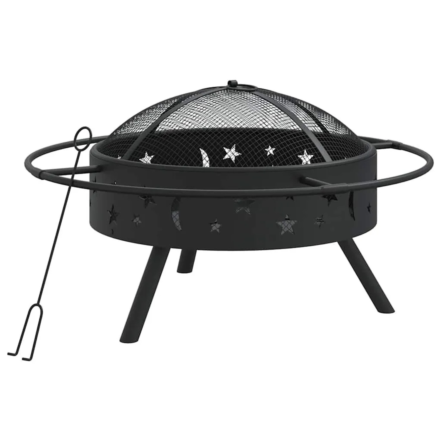 vidaXL Feuerschale mit Schürhaken 70 cm XXL Stahl 360064