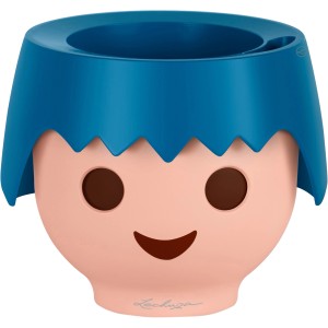 Lechuza Ojo Pflanzgefäß, 21 cm, Ocean Blue, im Playmobil-Look mit Gesicht.
