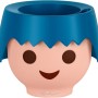 Lechuza Ojo Pflanzgefäß, 21 cm, Ocean Blue, im Playmobil-Look mit Gesicht.