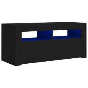 Schwarzer VidaXL TV-Schrank mit LED-Beleuchtung, 90x35x40 cm, für Wohnzimmer.