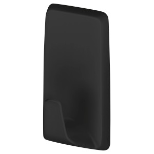 Schwarzer, eckiger Tesa Powerstrips Klebehaken L, 2er-Pack für einfache Montage ohne Bohren.