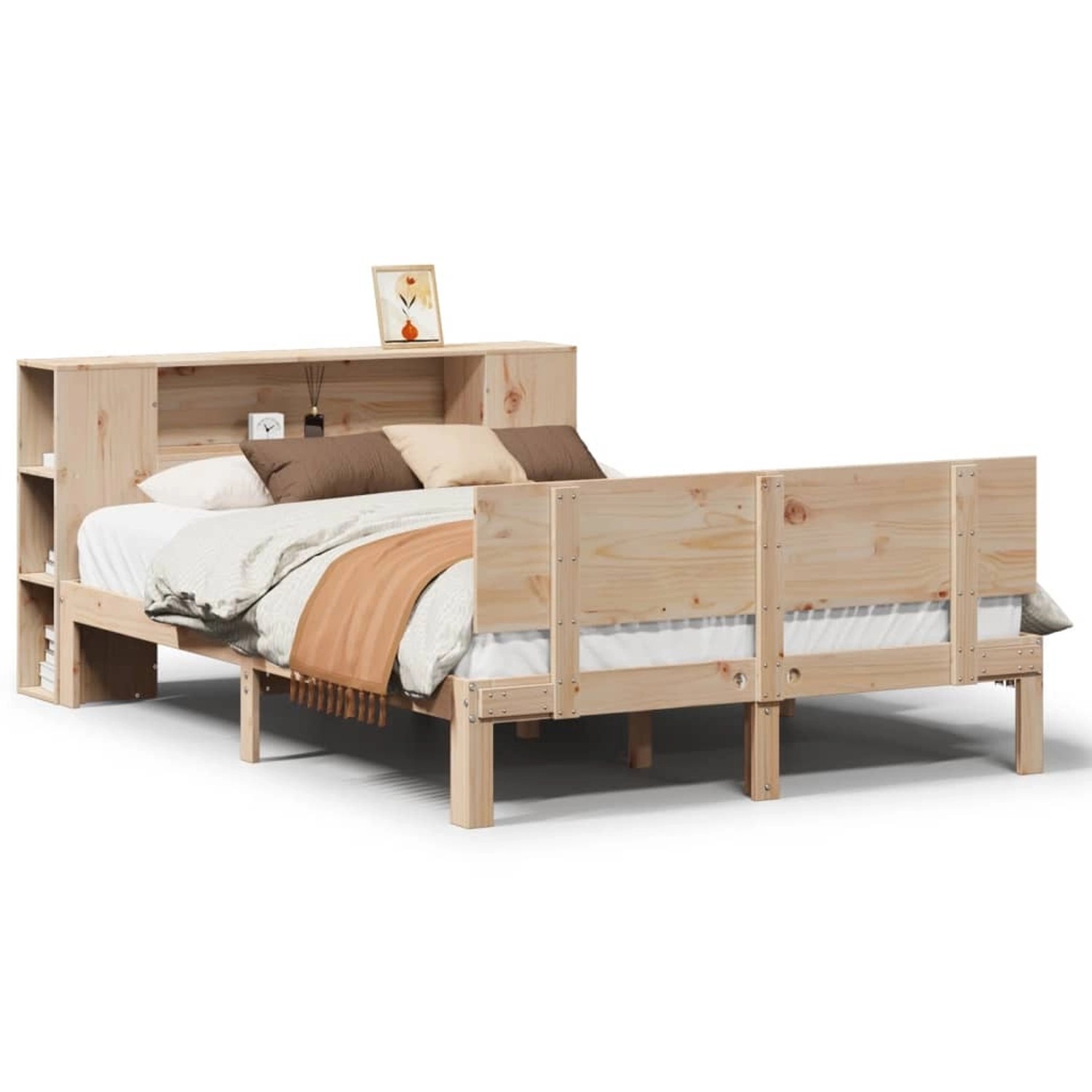 vidaXL Massivholzbett mit Regal ohne Matratze 150x200 cm Kiefer 3322634 günstig online kaufen