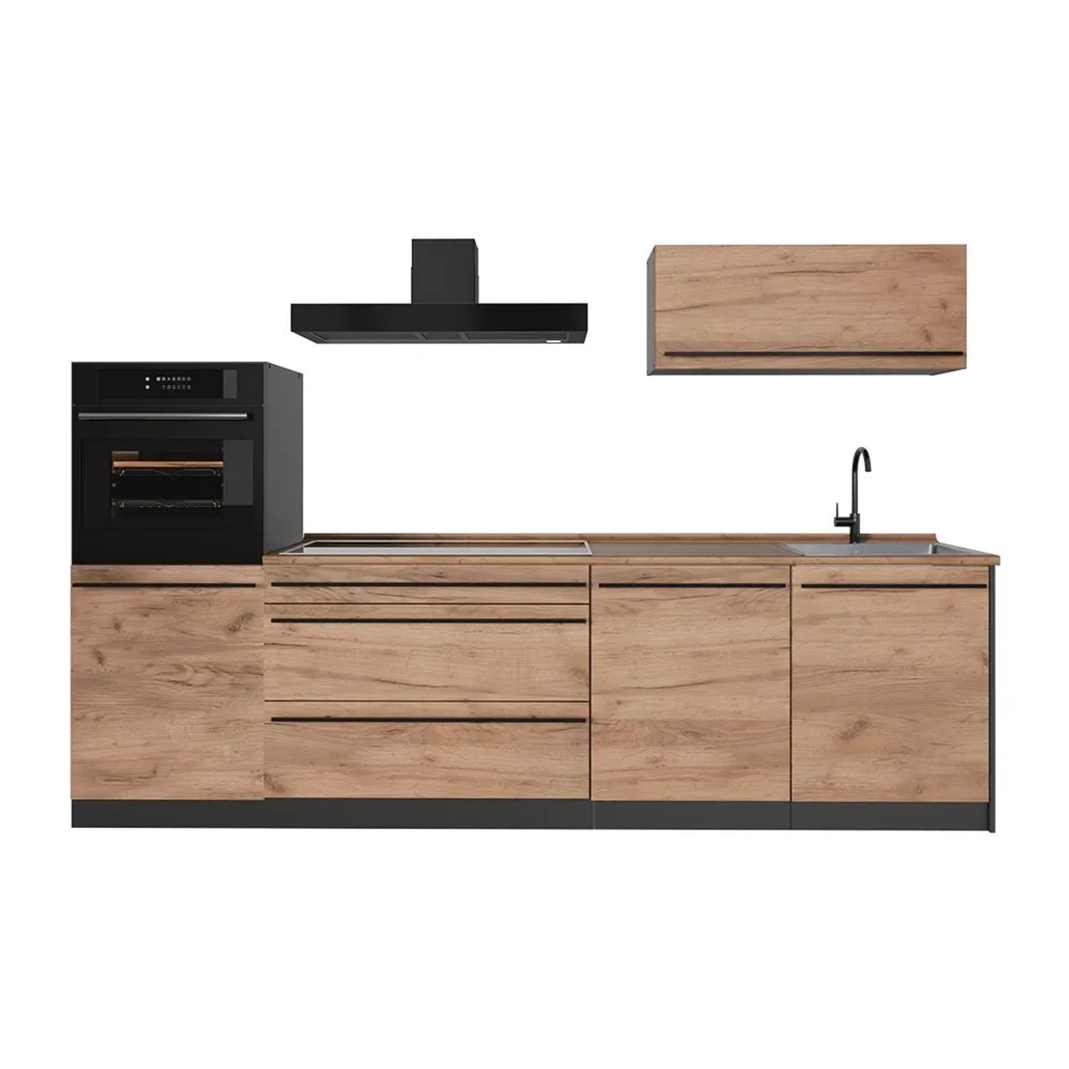 Vicco Küchenzeile R-Line Goldkraft Eiche/Anthrazit 280 x 143 Arbeitsplatte Goldkraft Eiche Art Nr 65909