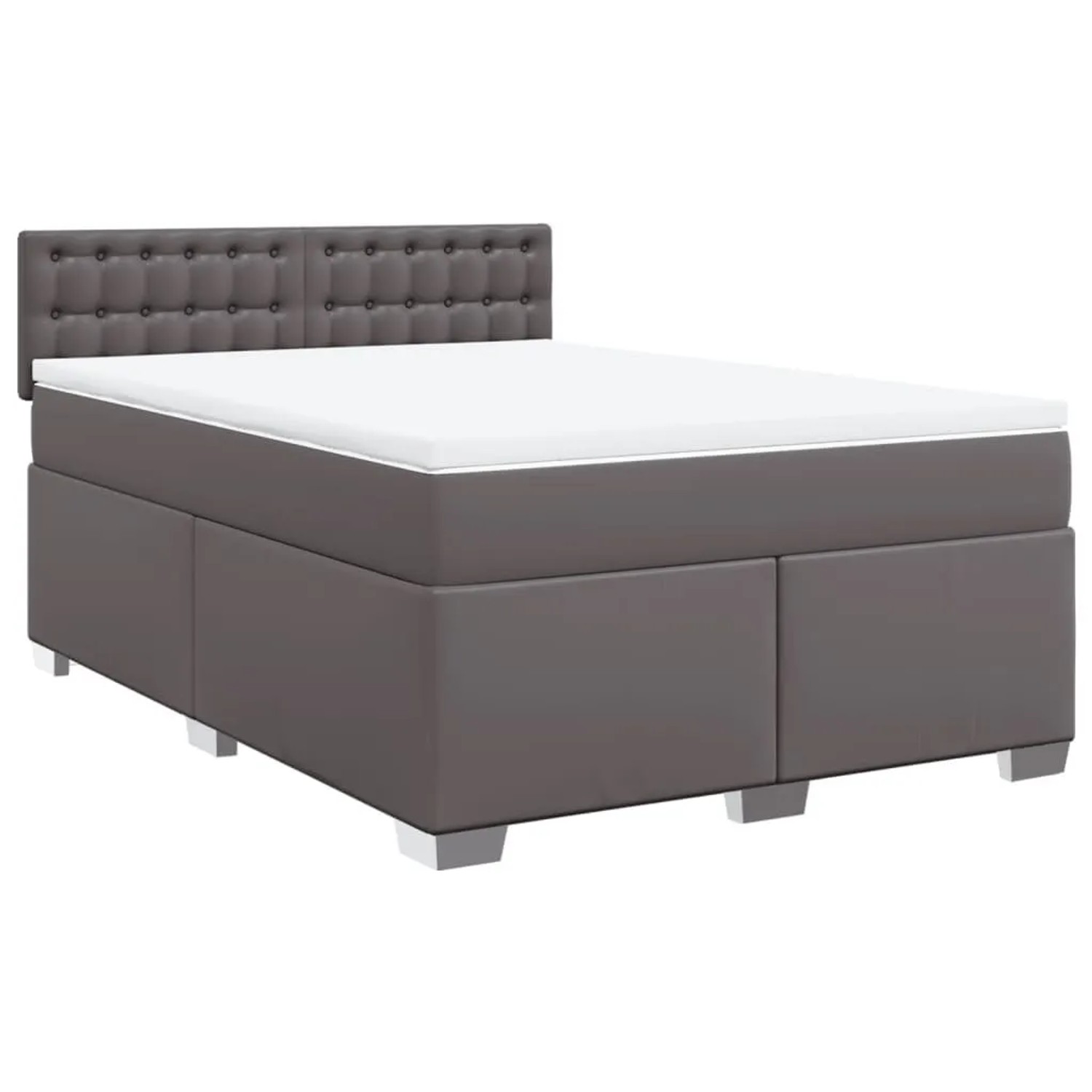 vidaXL Boxspringbett mit Matratze Grau 140x190 cm Kunstleder 3286122 günstig online kaufen