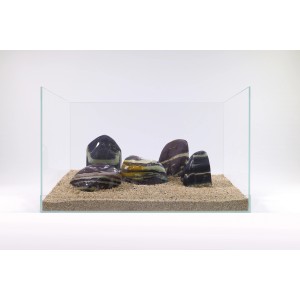 Purple Jade Rock Aquariensteine (0,8-1,2 kg) im Aquarium, violett mit jadegrünen Adern.